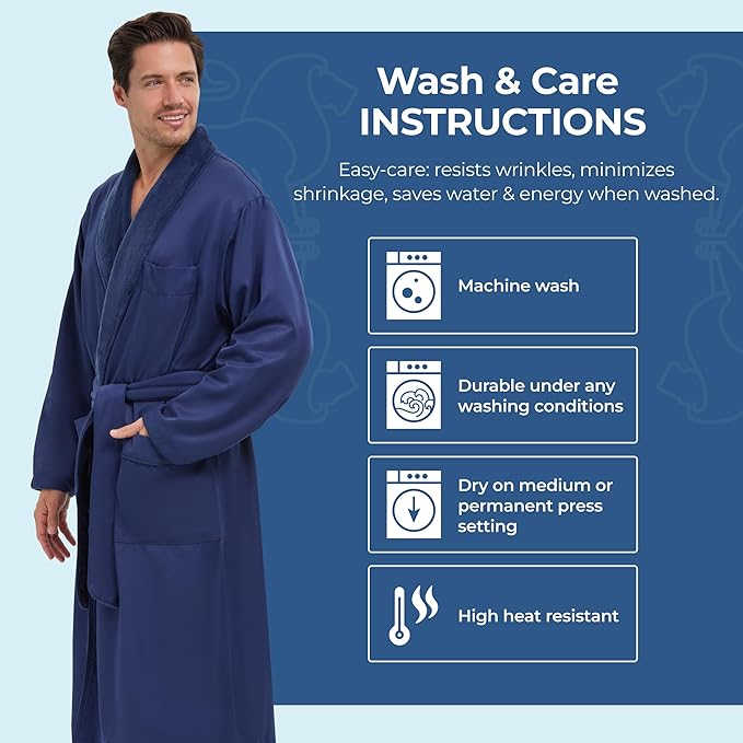 Plush Lined Microfiber Bath Robe for Women or Men - Super Soft, Durable Luxury Spa, Resort & Hotel Bathrobe, Generously Sized